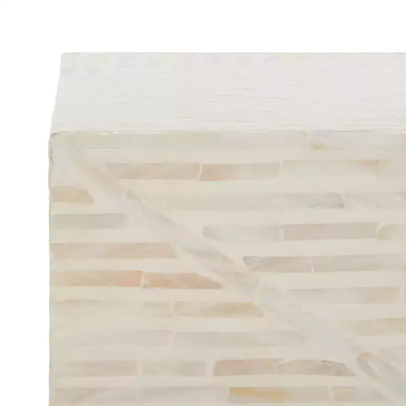 Tabouret d'appoint carré finition nacre artificielle