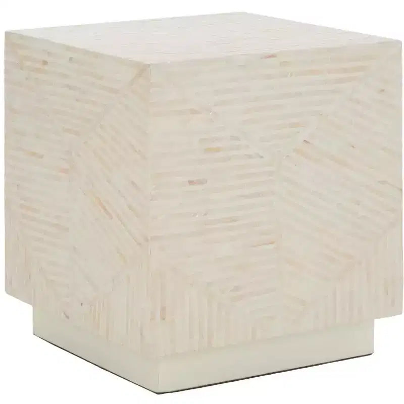 Tabouret d'appoint carré finition nacre artificielle