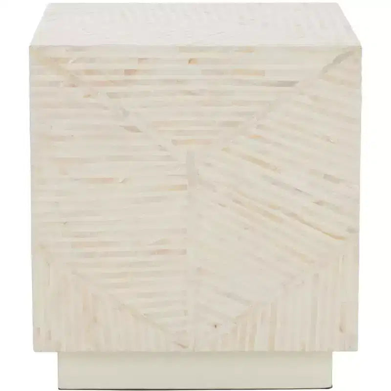 Tabouret d'appoint carré finition nacre artificielle