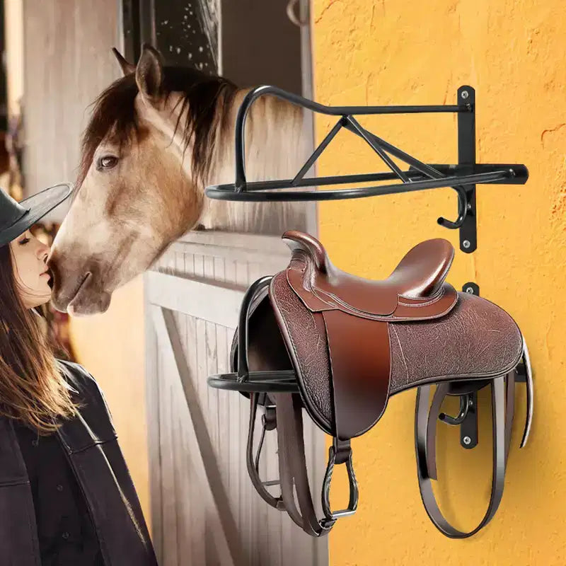 Support mural pour selle, lot de 8, support de selle de cheval avec barre de protection, support de selle portable pour selle anglaise et western