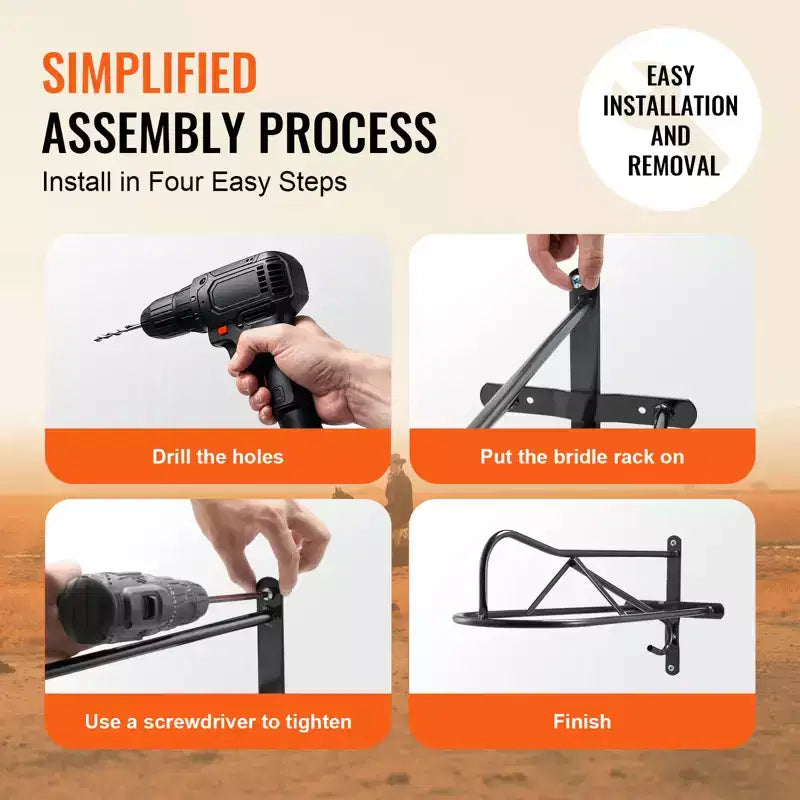Support mural pour selle, lot de 8, support de selle de cheval avec barre de protection, support de selle portable pour selle anglaise et western