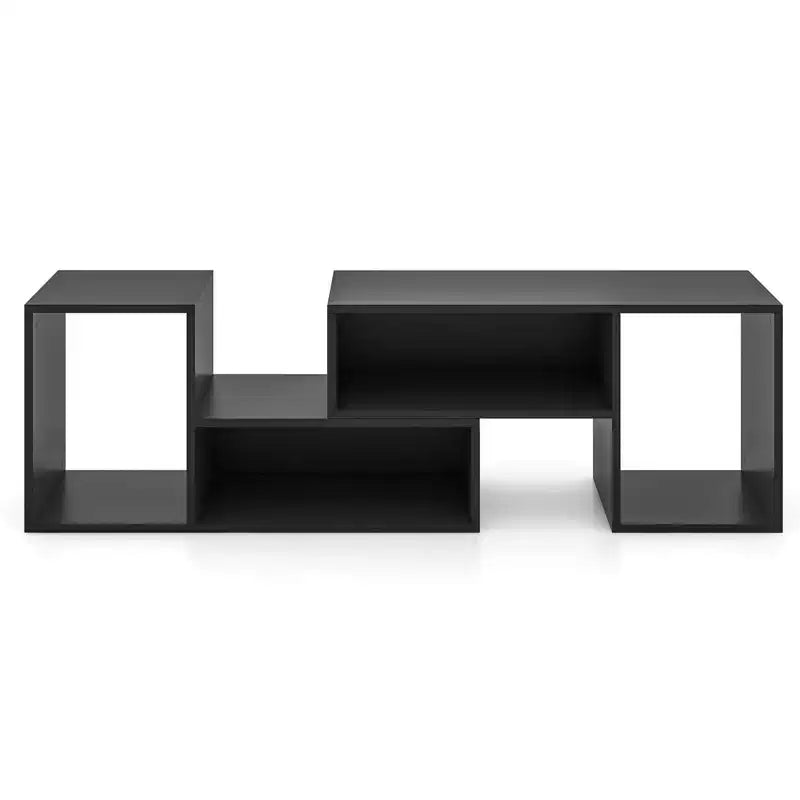 2 meubles TV ajustables avec cubes de rangement pour téléviseurs jusqu'à 55 pouces, blanc/noir