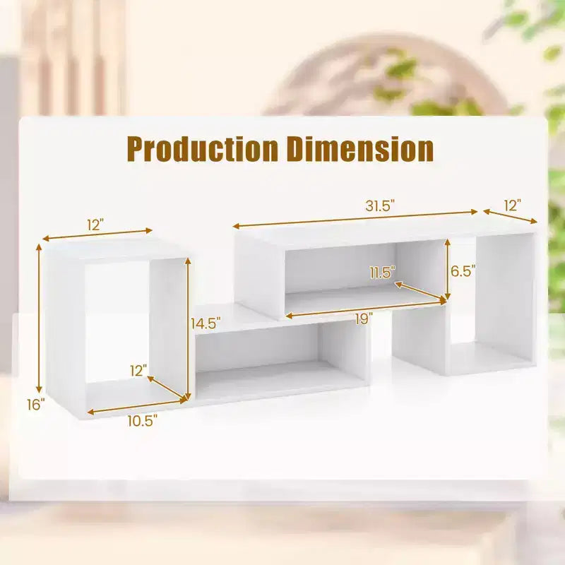 2 meubles TV ajustables avec cubes de rangement pour téléviseurs jusqu'à 55 pouces, blanc/noir