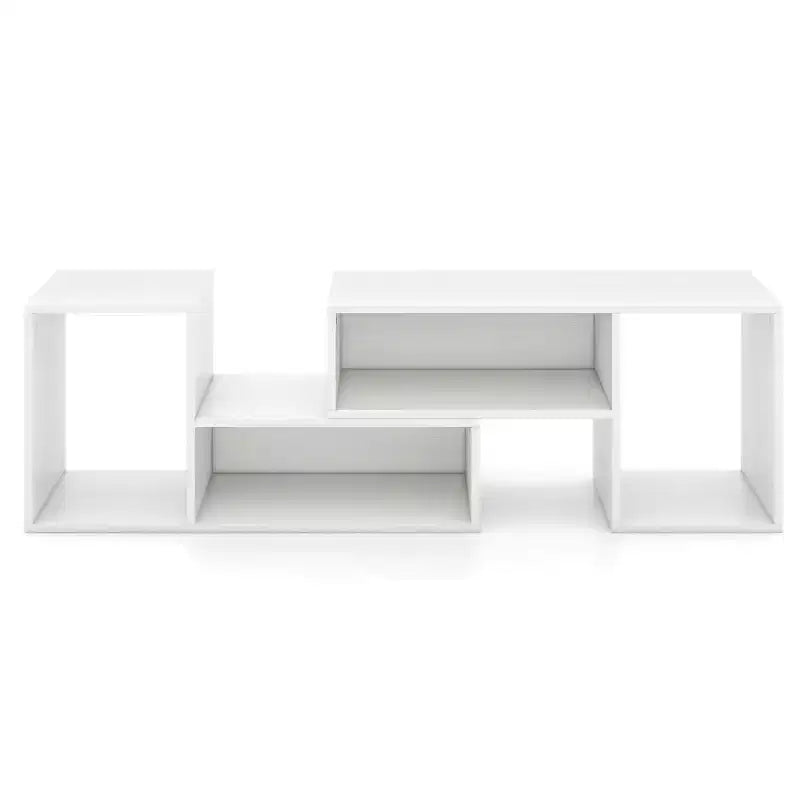 2 meubles TV ajustables avec cubes de rangement pour téléviseurs jusqu'à 55 pouces, blanc/noir