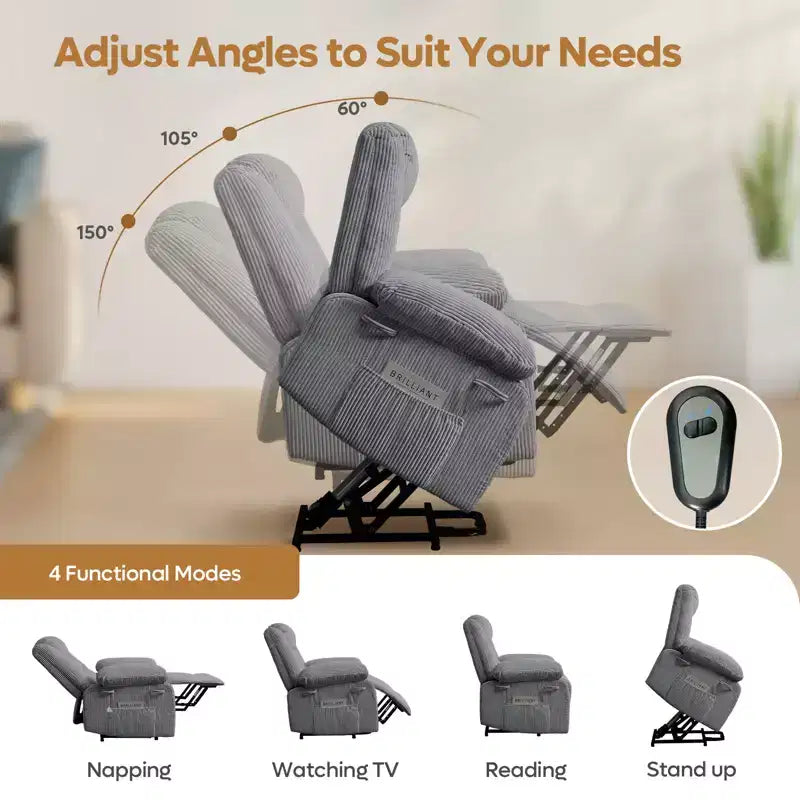 Fauteuil inclinable de massage pour personnes âgées, fauteuil inclinable à levage électrique avec fonction de chauffage et de vibration pour le salon