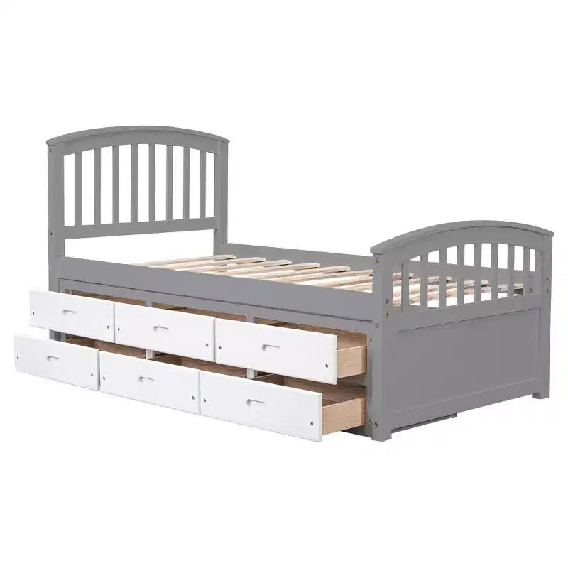 Lit plateforme double avec 6 tiroirs