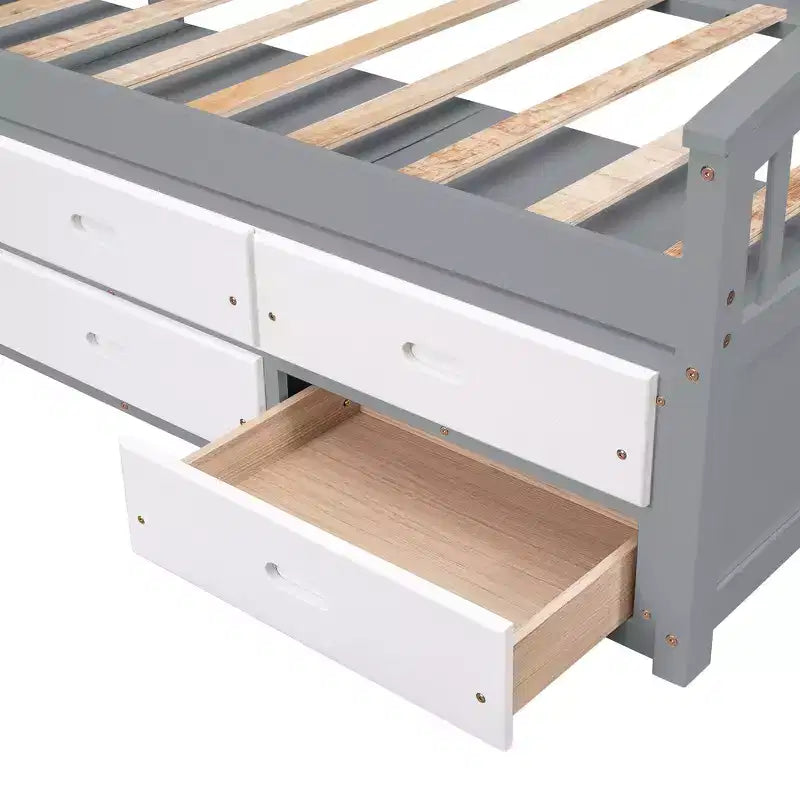Lit plateforme double avec 6 tiroirs