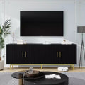 Dyonery 70 grooved TV stand cabinet, modern TV stand in the entertainment center,control table with grooved doors and adjustable shelves,White/Black