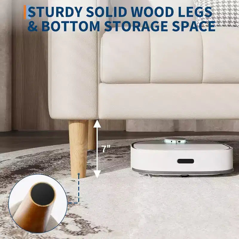 Canapé en similicuir, canapé moderne de 78" de large avec sièges profonds, canapé 3 places avec 2 coussins décoratifs et pieds en bois, pour salon