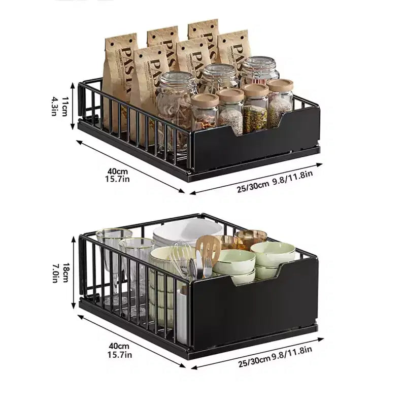 Organisateur de placard de cuisine coulissant, étagères de garde-manger coulissantes, tiroirs de rangement coulissants en métal, sans perçage, pour placards et salle de bain