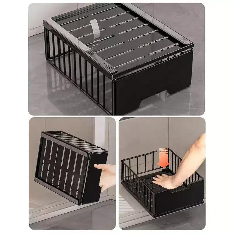 Organisateur de placard de cuisine coulissant, étagères de garde-manger coulissantes, tiroirs de rangement coulissants en métal, sans perçage, pour placards et salle de bain