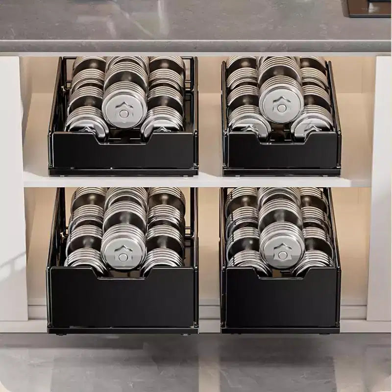 Organisateur de placard de cuisine coulissant, étagères de garde-manger coulissantes, tiroirs de rangement coulissants en métal, sans perçage, pour placards et salle de bain
