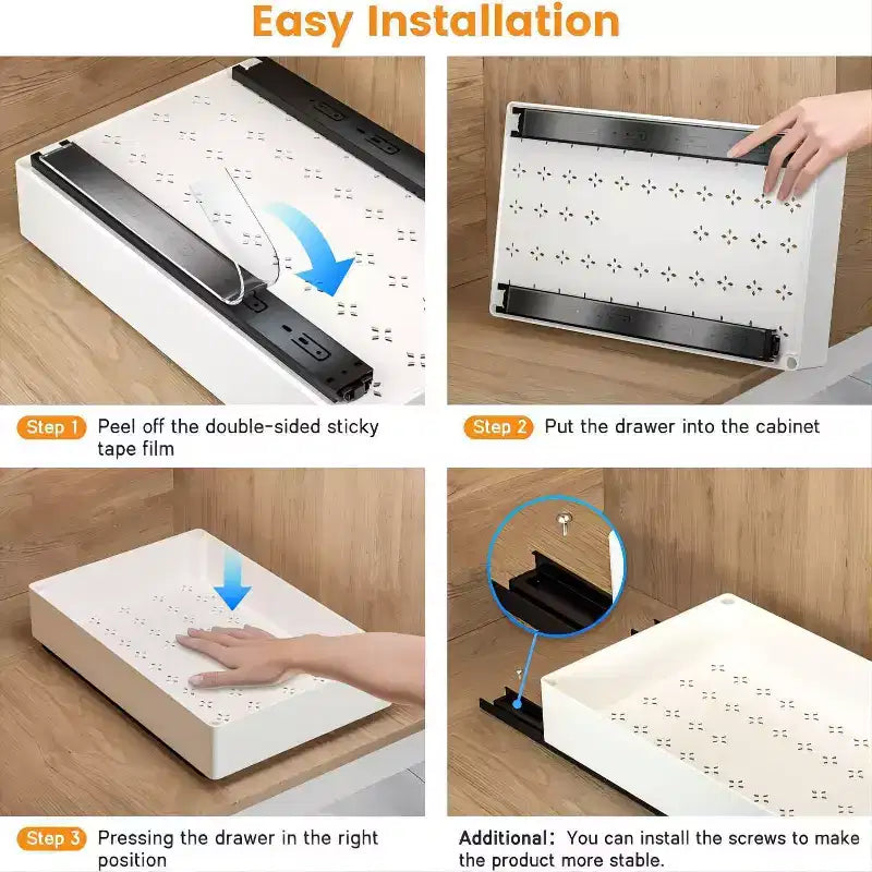 Organisateur de tiroir extensible pour la cuisine, aucune perceuse requise, 3 tailles pour le rangement des armoires et garde-manger