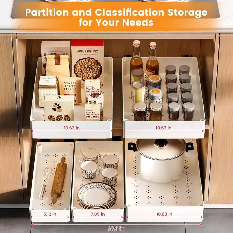 Organisateur de tiroir extensible pour la cuisine, aucune perceuse requise, 3 tailles pour le rangement des armoires et garde-manger