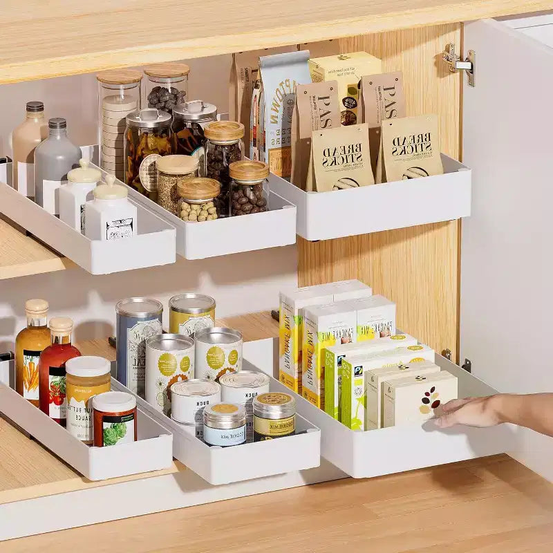 Organisateur de tiroir extensible pour la cuisine, aucune perceuse requise, 3 tailles pour le rangement des armoires et garde-manger