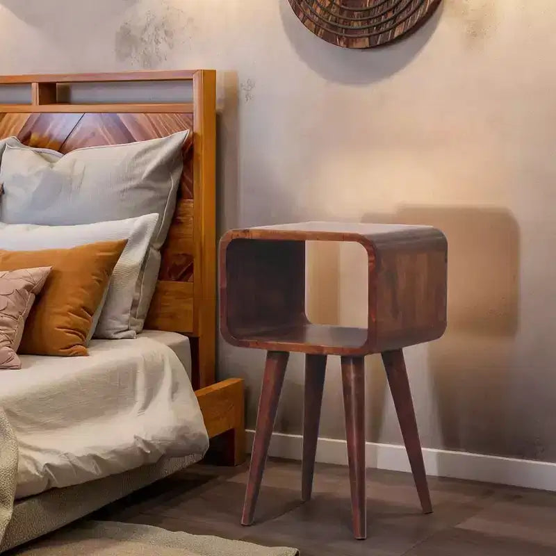 GDFStudio Gallacher Modern 19.7 Mango Wood Curved Nightstand