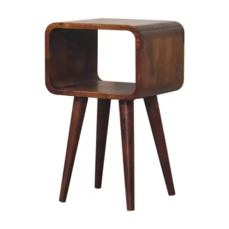 Table de chevet incurvée moderne en bois de manguier de 50 cm