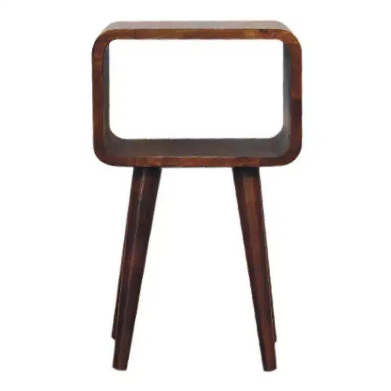 Table de chevet incurvée moderne en bois de manguier de 50 cm