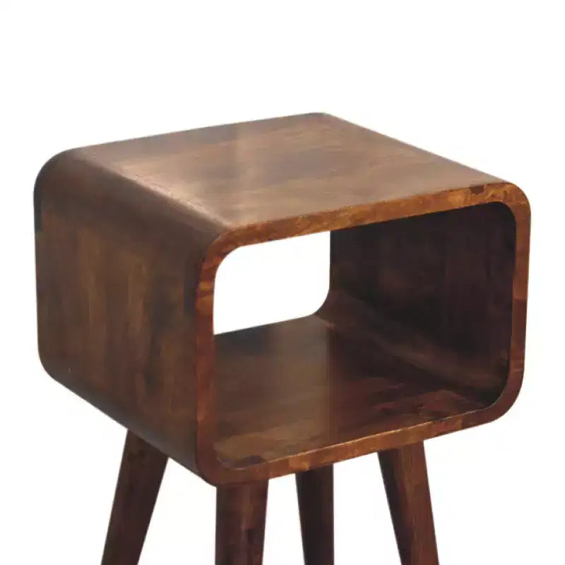 Table de chevet incurvée moderne en bois de manguier de 50 cm