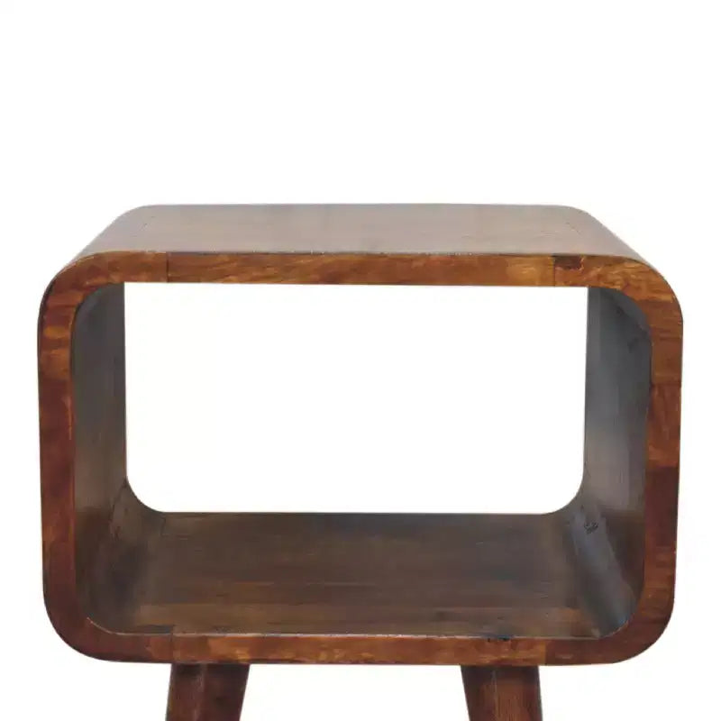 Table de chevet incurvée moderne en bois de manguier de 50 cm