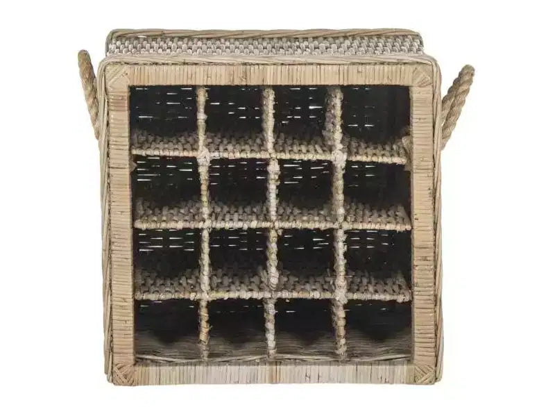Range-bouteilles en osier 16 bouteilles - Gris