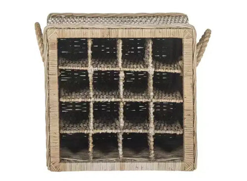 Range-bouteilles en osier 16 bouteilles - Gris