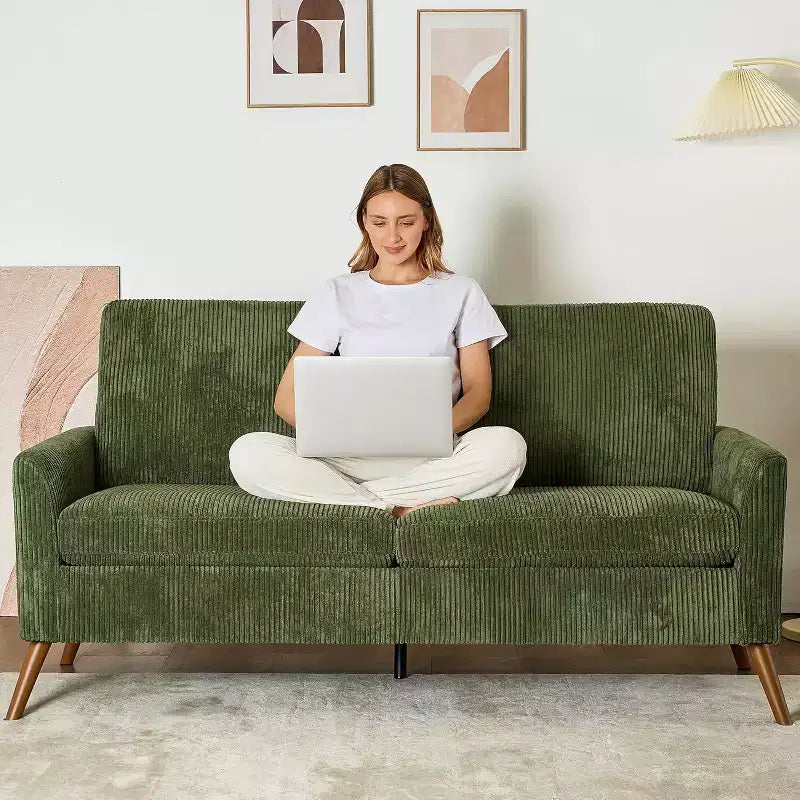 Canapé de 173 cm, Canapé confortable pour salon, Causeuse moderne du milieu du siècle, Petit canapé sans outils pour chambre et bureau