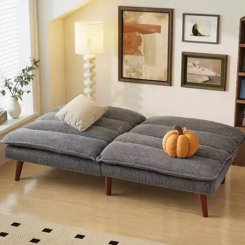 Canapé-lit futon convertible en velours côtelé de 170 cm, canapé inclinable 3-en-1 pour petits espaces, canapé-lit compact pour appartement, chambre d'amis