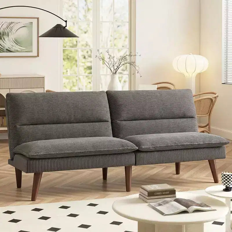 Canapé-lit futon convertible en velours côtelé de 170 cm, canapé inclinable 3-en-1 pour petits espaces, canapé-lit compact pour appartement, chambre d'amis
