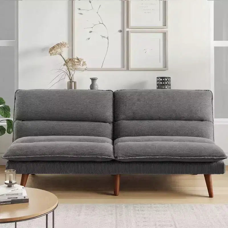 Canapé-lit futon convertible en velours côtelé de 170 cm, canapé inclinable 3-en-1 pour petits espaces, canapé-lit compact pour appartement, chambre d'amis