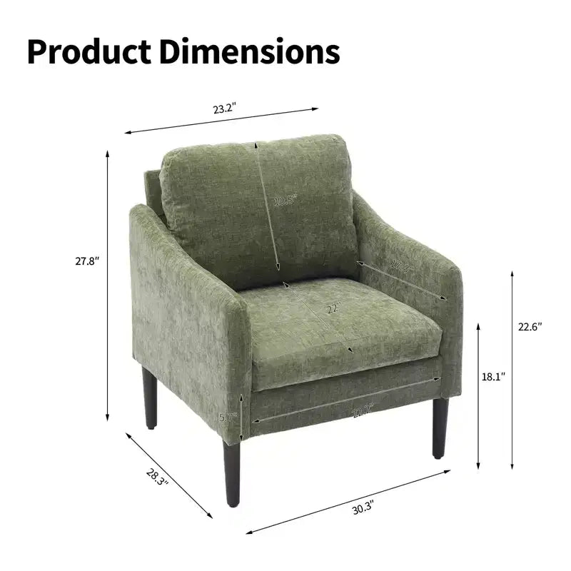 Fauteuil moderne, Fauteuil simple en tissu rembourré avec accoudoirs incurvés, Fauteuil de lecture rembourré pour salon, chambre à coucher, bureau