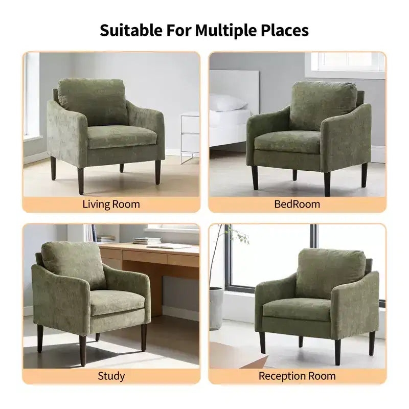 Fauteuil moderne, Fauteuil simple en tissu rembourré avec accoudoirs incurvés, Fauteuil de lecture rembourré pour salon, chambre à coucher, bureau