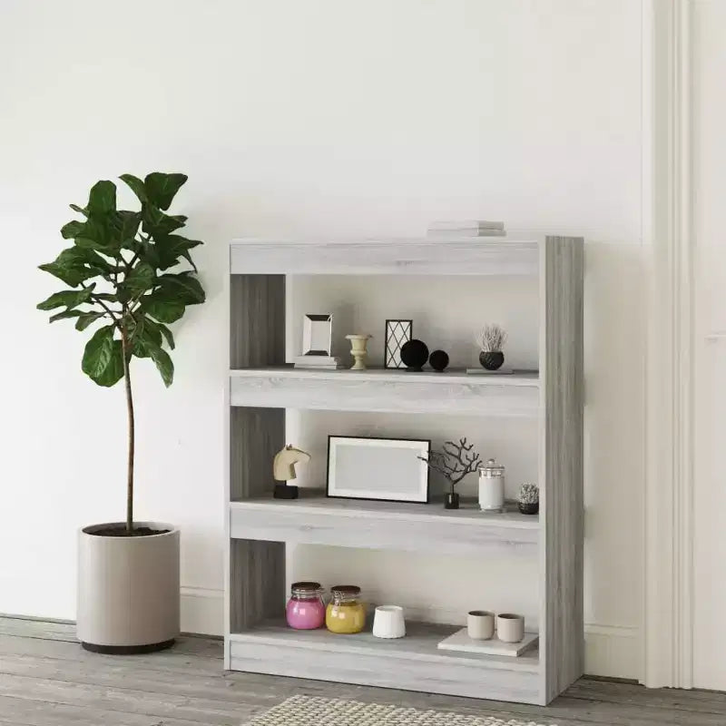 Bibliothèque, bois d'ingénierie Sonoma gris, moyen