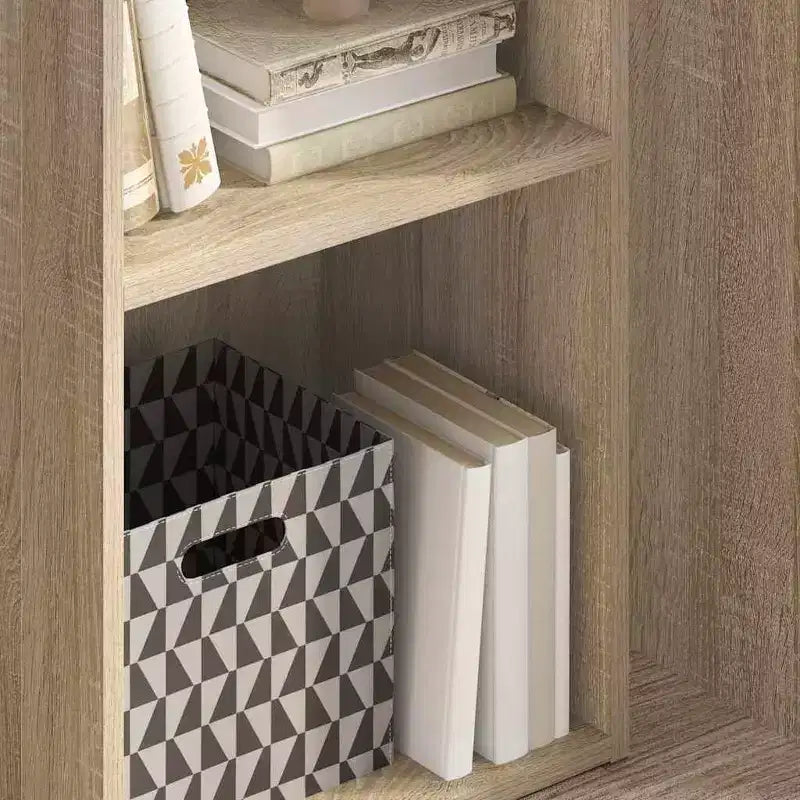 Meuble bibliothèque, chêne Sonoma plaqué, 76,5 cm de hauteur, 2 étagères