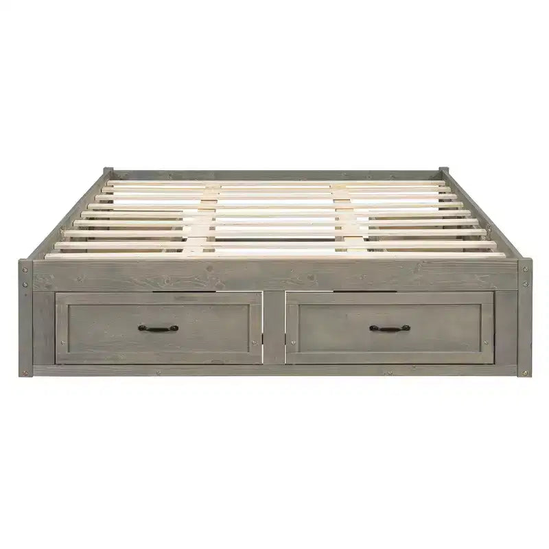 Lit plateforme queen size en bois avec 6 tiroirs de rangement, montage facile