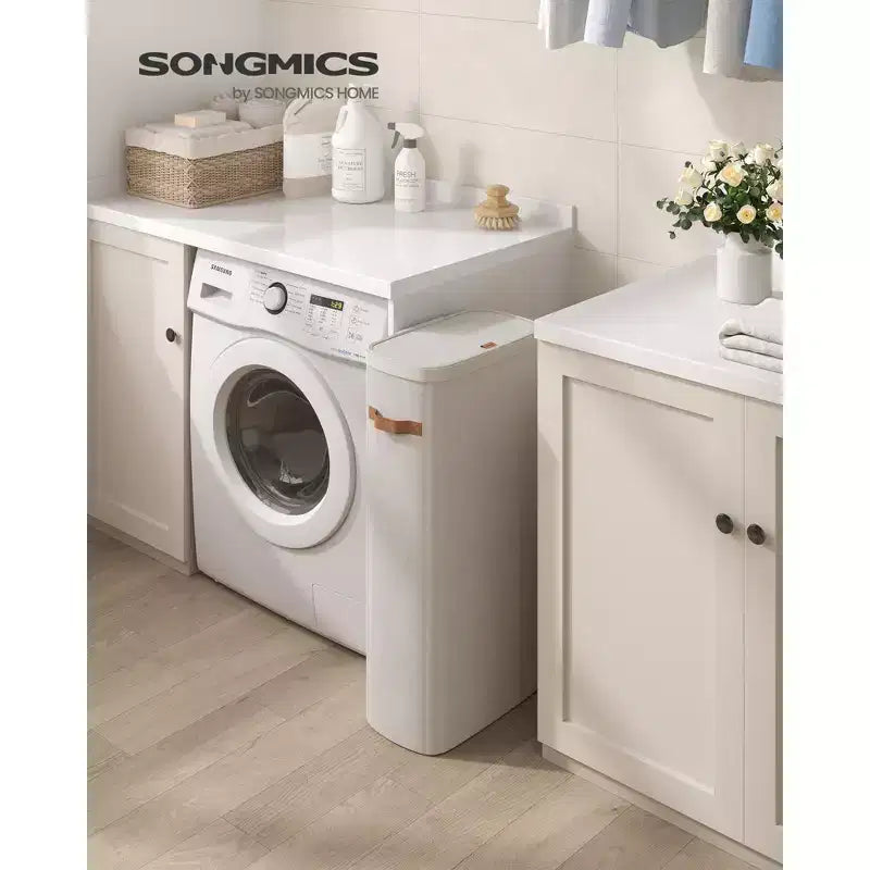 Panier à linge de 65,1 L, montage facile, avec couvercle et poignées, doublure amovible, 39,1 x 22,1 x 74,9 cm, beige cappuccino