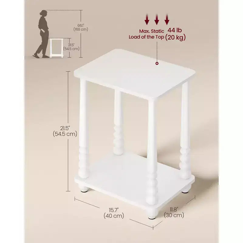 Table d'appoint, table de chevet pour petits espaces, avec étagère, pieds en bois massif, style moderne du milieu du siècle
