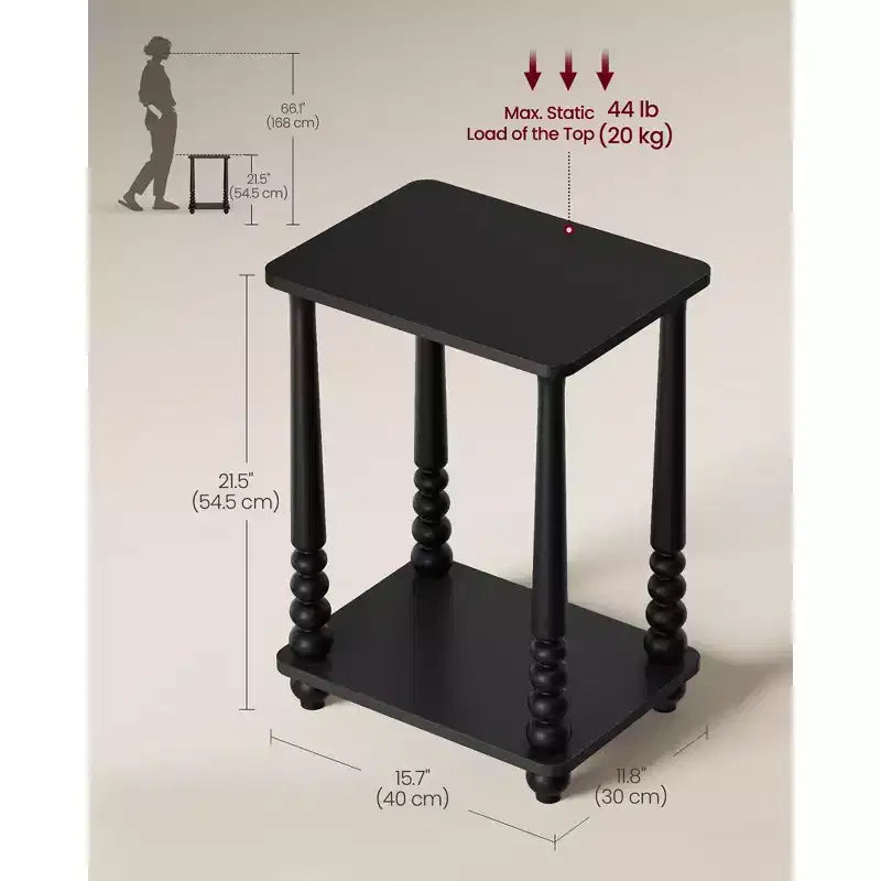 Table d'appoint, table de chevet pour petits espaces, avec étagère, pieds en bois massif, style moderne du milieu du siècle
