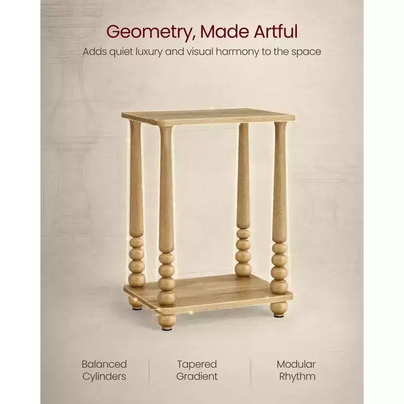 Table d'appoint, table de chevet pour petits espaces, avec étagère, pieds en bois massif, style moderne du milieu du siècle