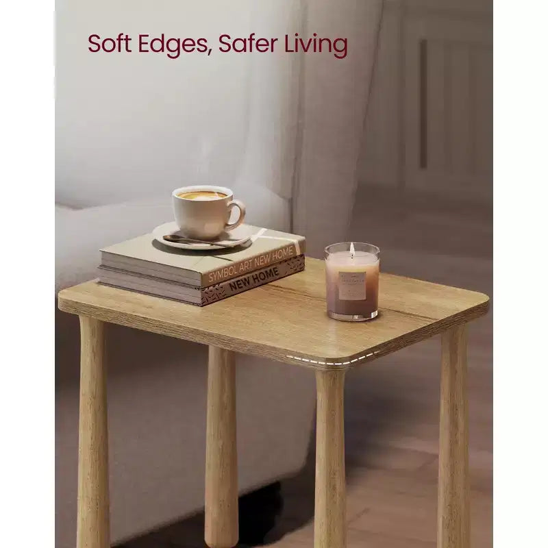 Table d'appoint, table de chevet pour petits espaces, avec étagère, pieds en bois massif, style moderne du milieu du siècle