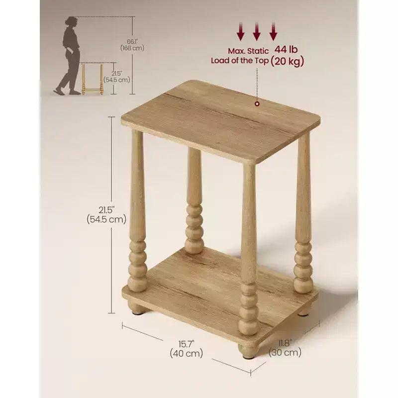 Table d'appoint, table de chevet pour petits espaces, avec étagère, pieds en bois massif, style moderne du milieu du siècle