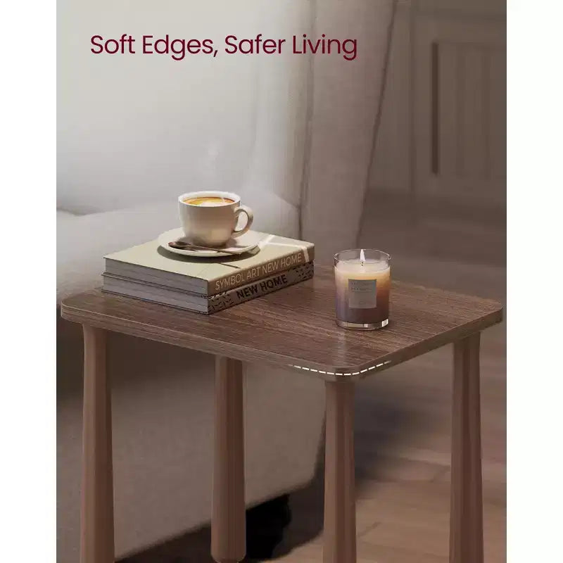 Table d'appoint, table de chevet pour petits espaces, avec étagère, pieds en bois massif, style moderne du milieu du siècle