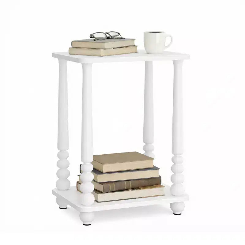 Table d'appoint, table de chevet pour petits espaces, avec étagère, pieds en bois massif, style moderne du milieu du siècle