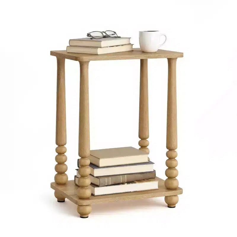 Table d'appoint, table de chevet pour petits espaces, avec étagère, pieds en bois massif, style moderne du milieu du siècle