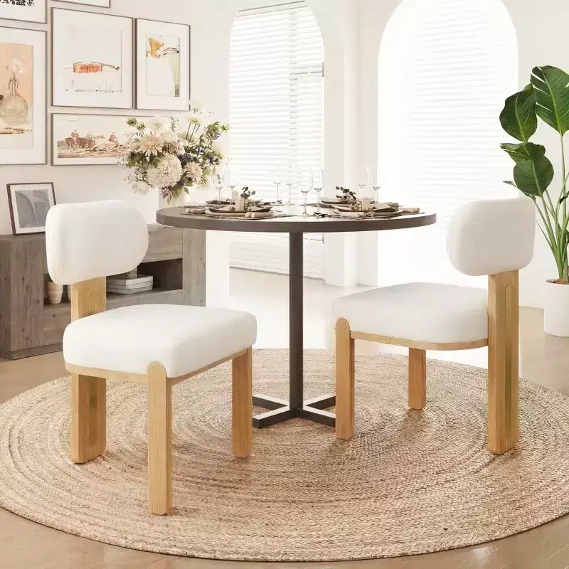 Chaise de salle à manger moderne et minimaliste rembourrée avec pieds en bois d'hévéa massif