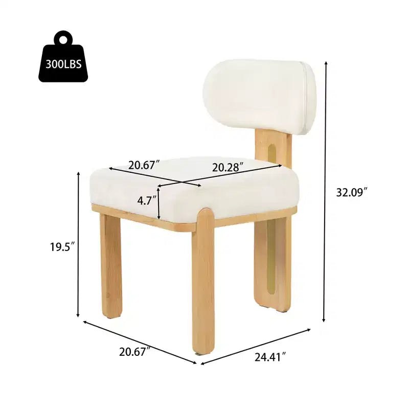 Chaise de salle à manger moderne et minimaliste rembourrée avec pieds en bois d'hévéa massif