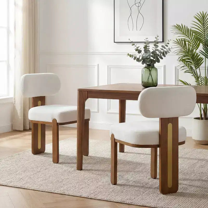 Chaise de salle à manger moderne et minimaliste rembourrée avec pieds en bois d'hévéa massif