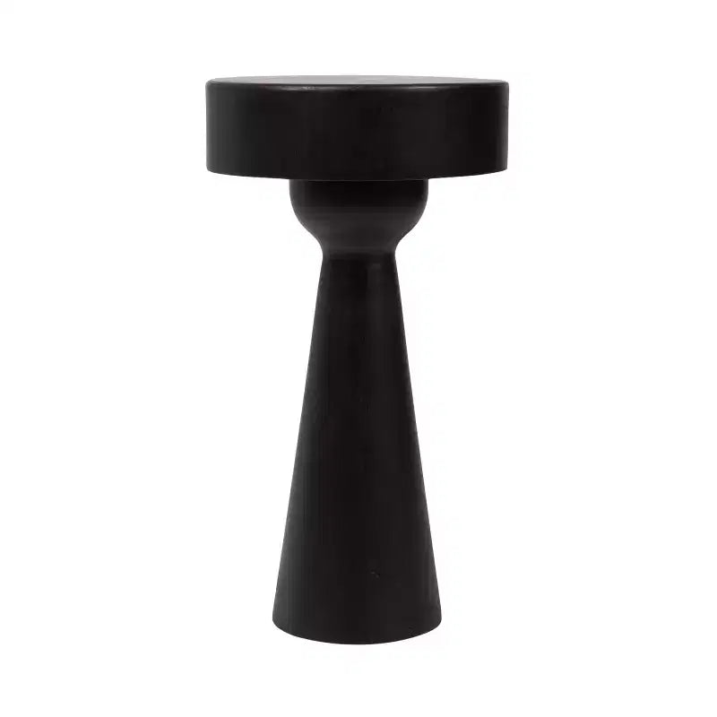 Table d'appoint sculpturale en bois, noire, 12x12x22