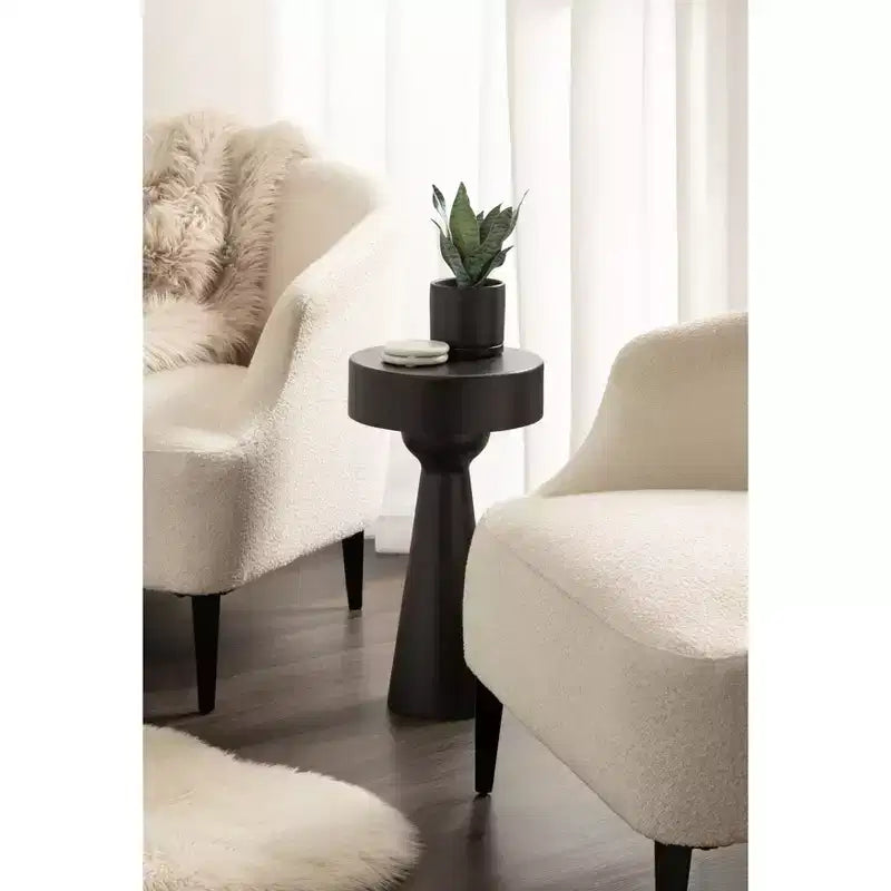Table d'appoint sculpturale en bois, noire, 12x12x22