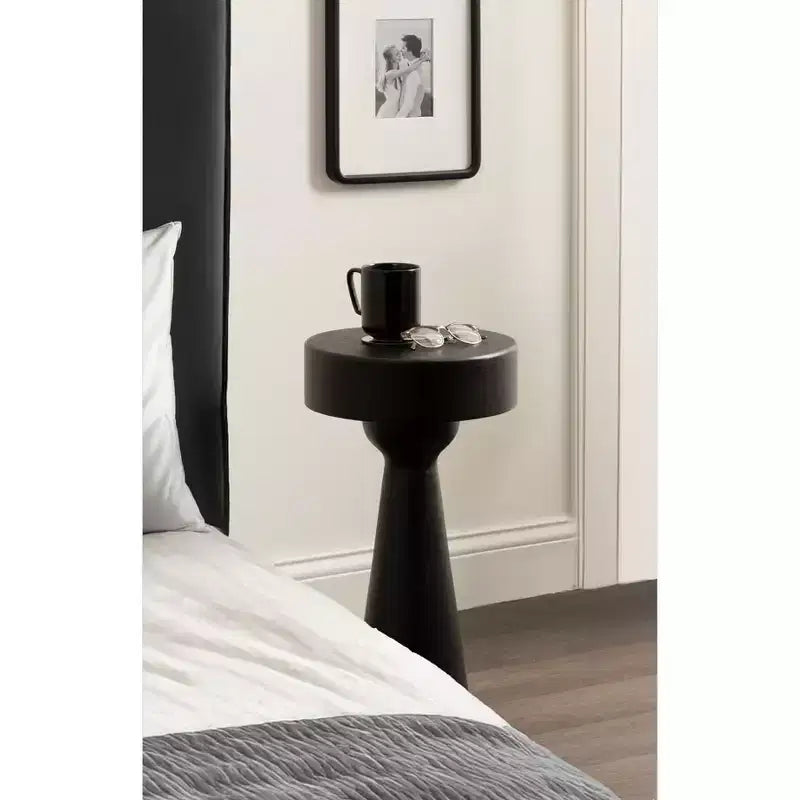 Table d'appoint sculpturale en bois, noire, 12x12x22